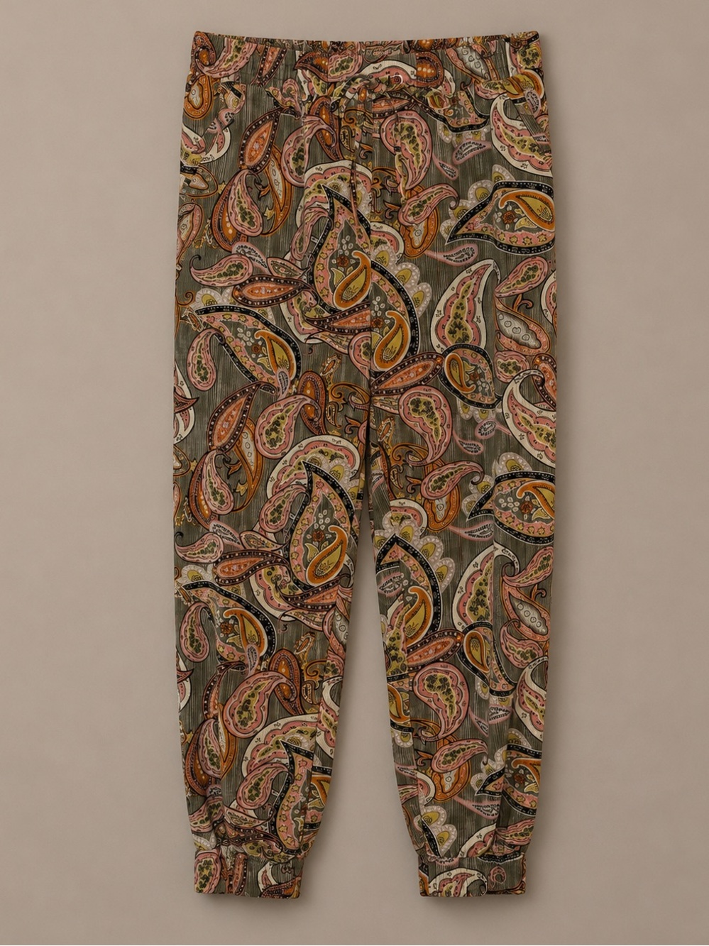 ONE by Chapter One Paisley Print Jogger Pants Medium Elastic Waist Tapered Ankle